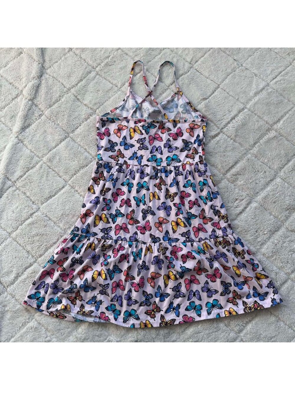 The Children's Place | Rose Mist Butterfly Print Tiered Dress | Size Extra Large - Picture 3 of 10